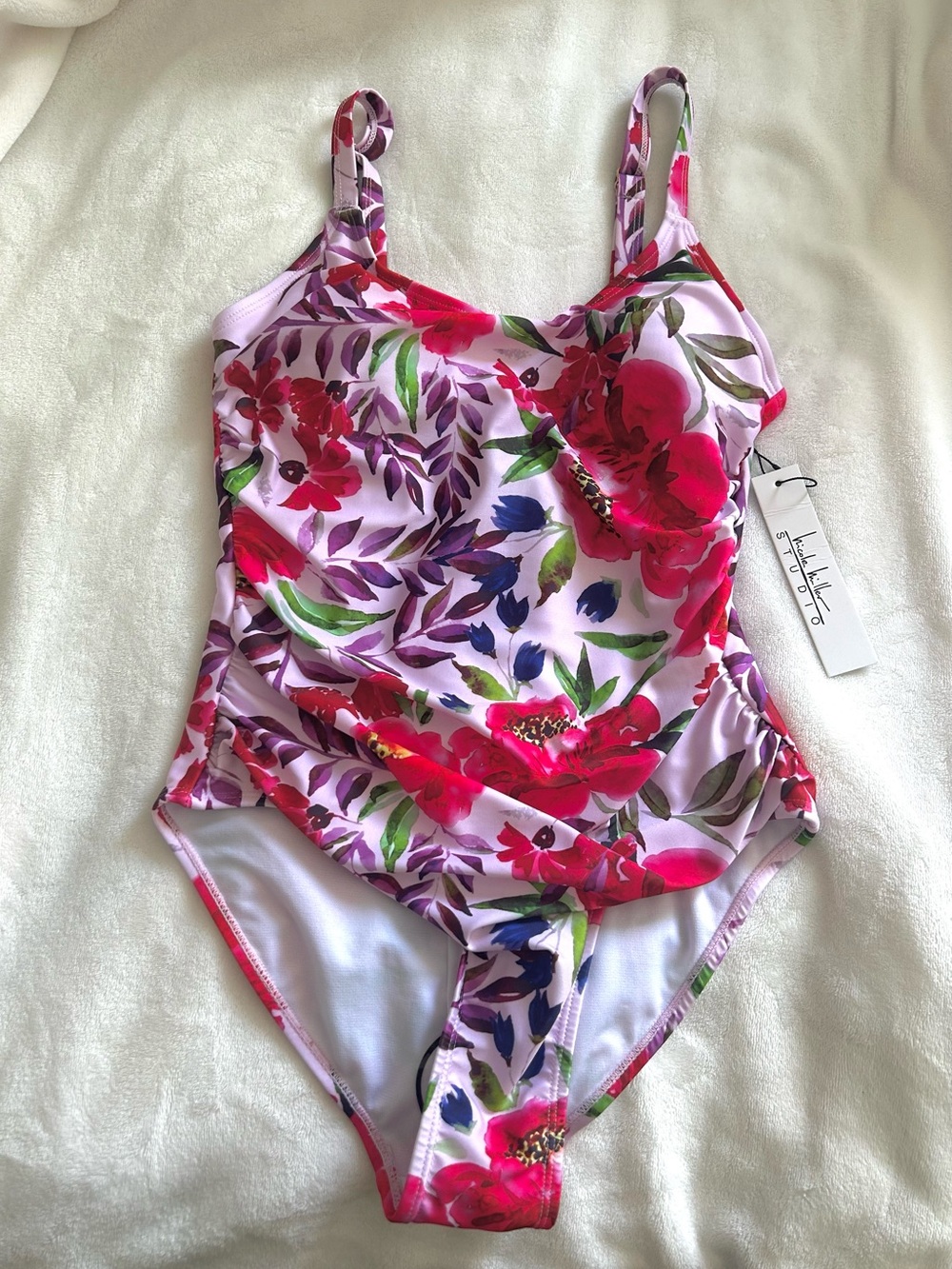 Nicole Miller Pink Floral Women’s One-Piece Swimsuit